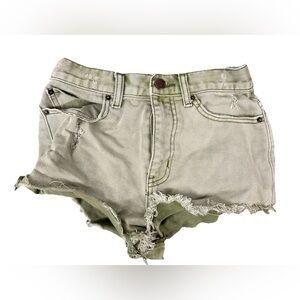 Urban Outfitters BDG High Rise Cheeky Shorts Green Faded Denim